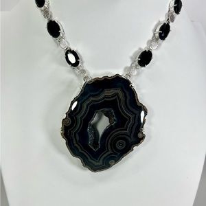Massive Black 925 Solar Quartz Necklace ONLY